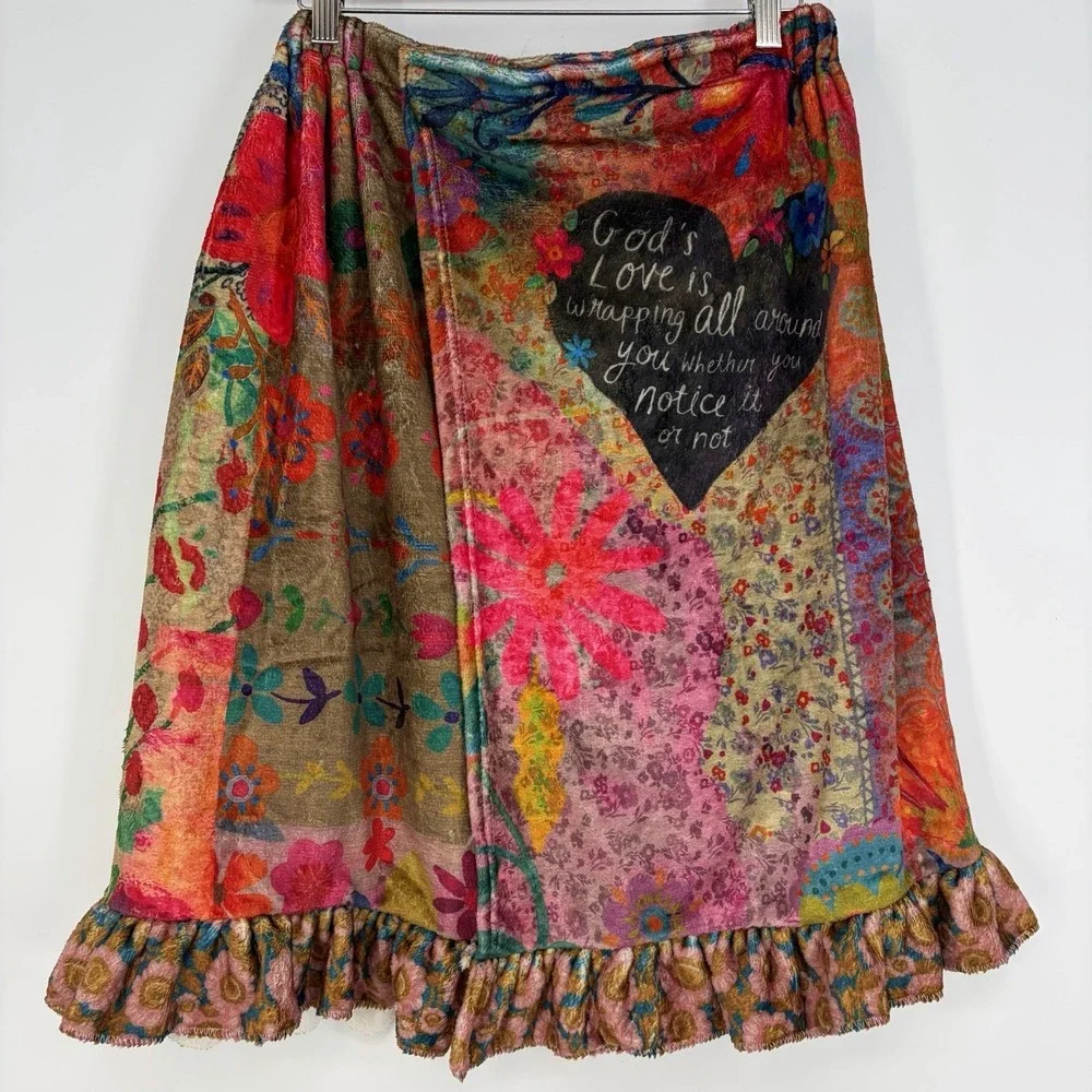 NATURAL LIFE Soft Blanket Towel Wrap S/M Boho Beach Swim Travel Lounge Colorful